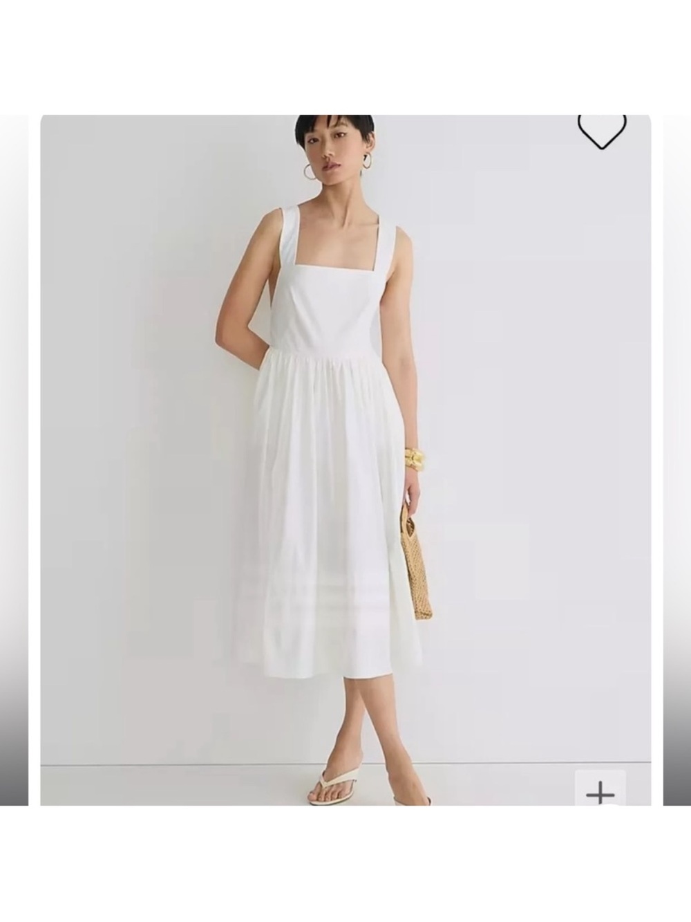J. Crew Apron White Square-Neck Midi Sundress